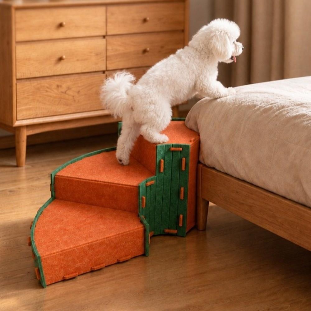 Soft Felt Short-Legged Pet Steps Anti-Slip Wear Resistant Pet Couch Ramp Stable Removable Dog Secure Stairs Ramps Sofa