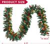 JOYFY 9Ft Artificial Christmas Garland Prelit with LED Lights 27 Pine Cones 27 Red Berries for Home Office Christmas Decorations