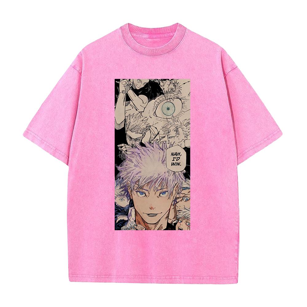 Unisex  Anime Jujutsu Kaisen Gojo Satoru Graphic T Shirt Men Women Casual Clothing Oversized Tshirt Washed Cotton Tee Harajuku T-shirt