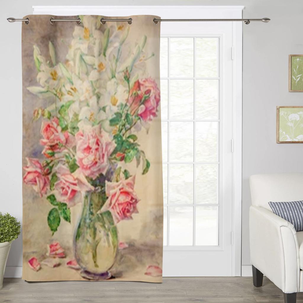 Blumenstrauß aus Rosen Fenstervorhänge für Wohnzimmer Schlafzimmer Luxus moderne Küchenvorhänge Stoffvorhänge