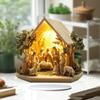 2D Flat Religious Nativity Scene Acrylic Desktop Decoration, Home Decor Plaque Hanging Wall Art Decorative Garden Decoration for Room Door Signs Hangi