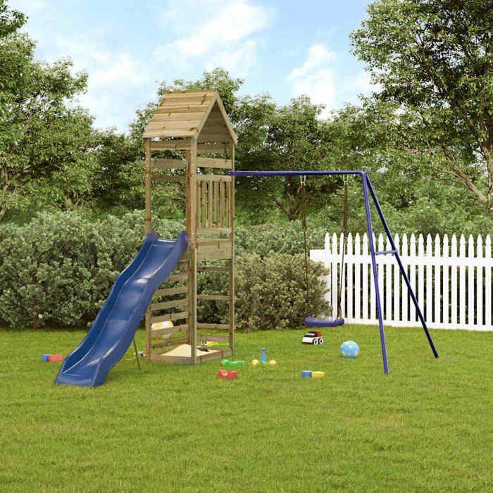 VidaXL Aire de jeux d'extérieur bois de pin imprégné, ensemble de jeu, ensemble de jeu en bois, ensemble de terrain de jeu 3156930