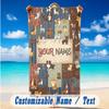 Dog Theme Beach Towel Personalized Custom Name & Text Soft Quick Dry Beach Towel for Swimming Travel
