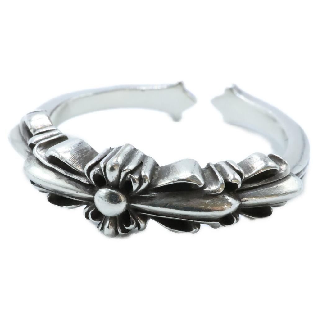 CHROME HEARTS 925 Baby Classic Double Floral Cross Ring Ring SilverUsed