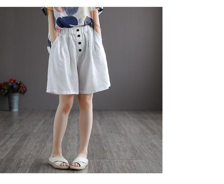 Women's Retro Cotton Linen Wide-Leg Shorts – Summer Loose Fit, Plus Size, Casual Five-Point Style