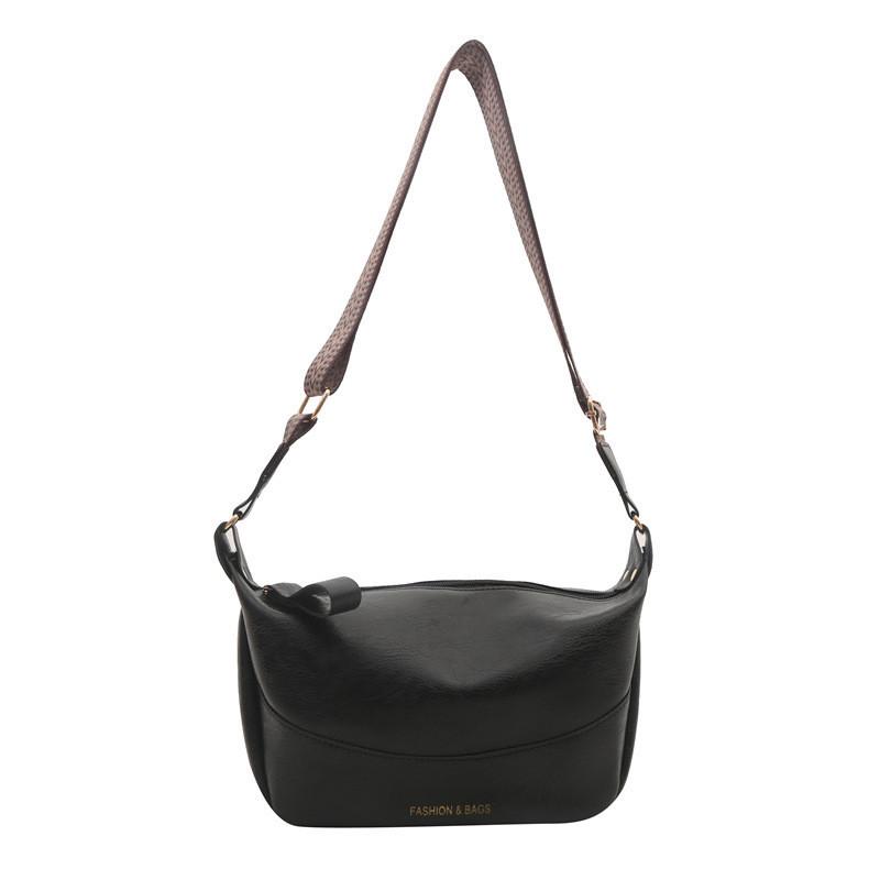 Stylish Street Fashion Cross-border Wide Shoulder Dumpling Bag 2024 Spring Collection Soft Pu Single Shoulder Bag чёрный