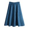 Pure Color Deer Skin Velvet Skirt Autumn and Winter Women's High Slender Elastic Mid-length A-line Skirt Female Skirt