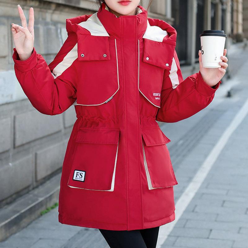 

Padded Clothes Women s Medium and Long New Padded Clothes Winter Thickened Jacket Padded Jacket 2XL красный