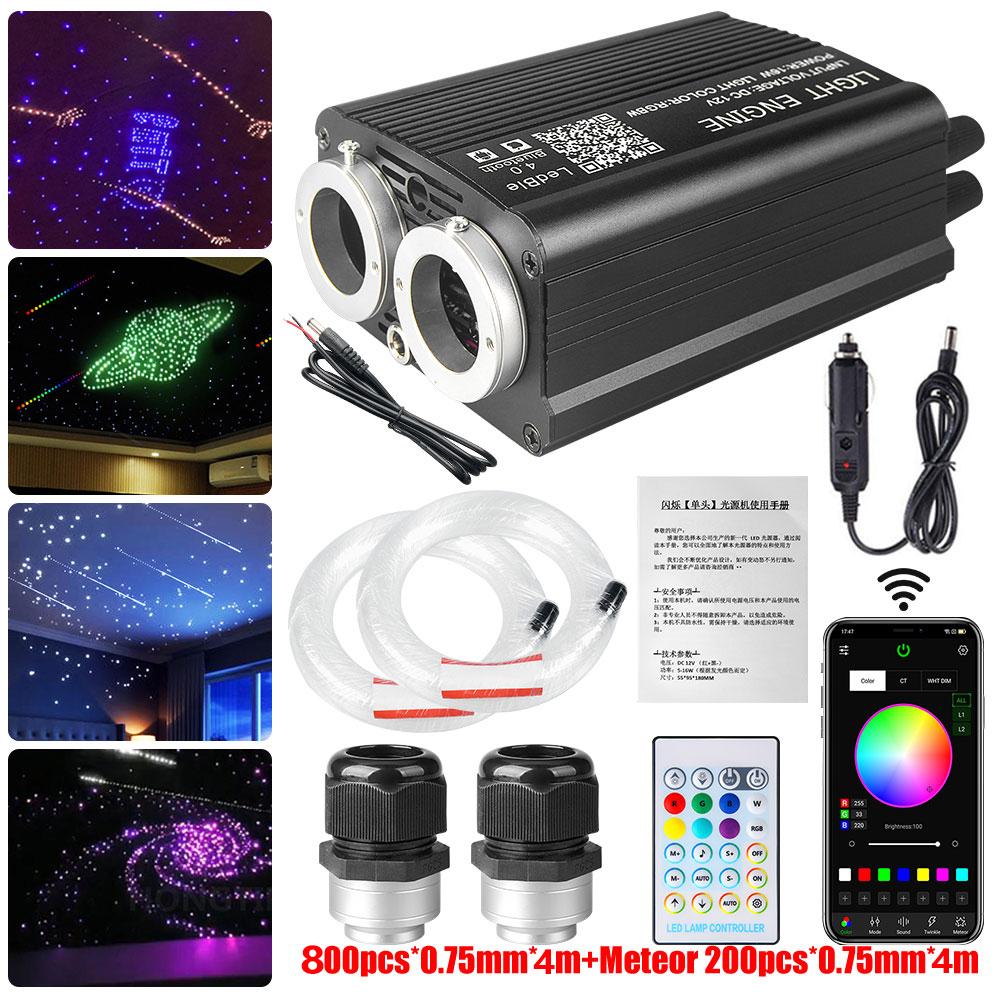 32W Twinkle Starry Sky Car Star Plafoniera RGBW Dublu Cap Fibră Optică Lumină Star Acoperiș Interior Atmosferă Decor Home Decor