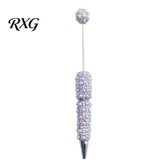 Faux Diamond Pen DIY Beadable Pen, Rhinestone Pearl Ballpoint Fancy Glitter Luxury for Crafting, Student Stationery Office Writing Tools Smooth