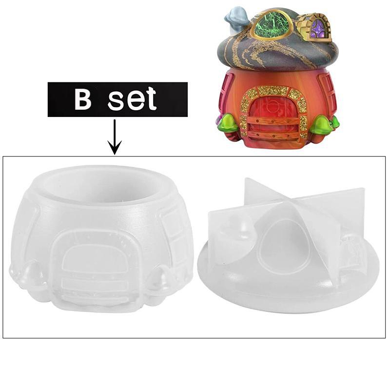 DIY Mushroom Jar Molds Sets for Resin Casting Household Three Dimensional Decoration Mushroom Storage Box
