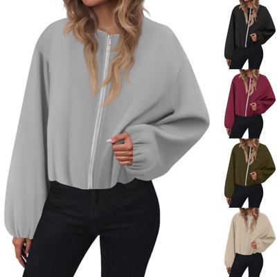 Women's Casual Fashion Loose Solid Color Short  Jacket With Pockets