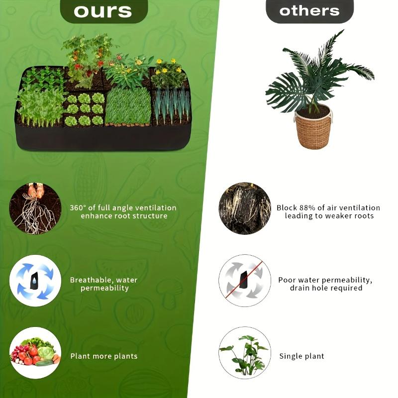 8 Grids Macetas Para Plantas Bag For Potato Garden Felt Grow Bag Rectangle Planting Nursery Pot Vegetable Tomato Planting