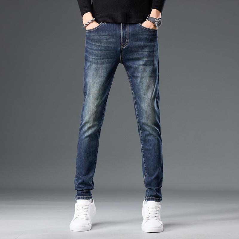 JYL Autumn vintage jeans men's narrow elastic fashion nostalgia.