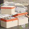 Double layer splicing PU clothing organizer large capacity miscellaneous blanket storage box household clothing seasonal storage