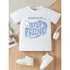 European Size Girls Round Neck Short Sleeved T Shirt with Unique English Print Best Friend