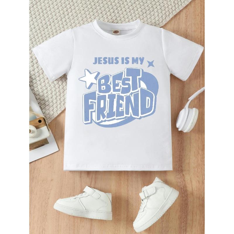 European Size Girls Round Neck Short Sleeved T Shirt with Unique English Print Best Friend