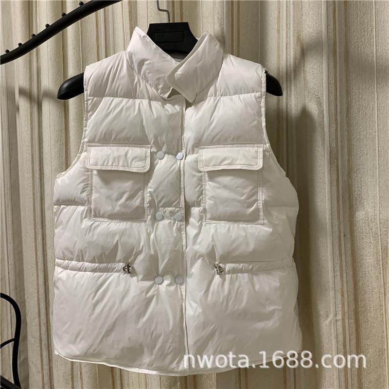 Down vest women's short autumn and winter new waist stand-up collar bread clothes vest vest vest white duck down vest women