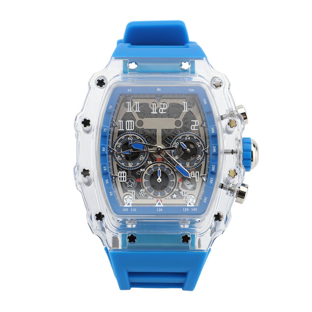 Transparent Case Business Watch Water Proof 50M Luminous Casual Cool Large Dial Silicone Strap Fashion Hollowed Watch