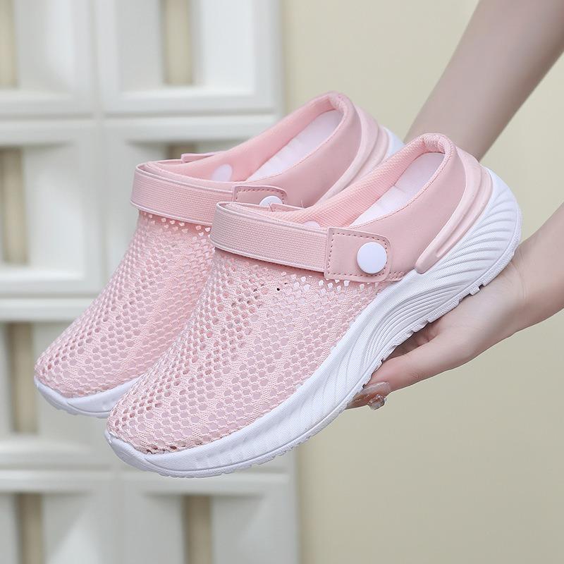 Summer women's breathable hollow mesh shoes one pedal lazy half drag hole shoes fashion casual beach women's sandals