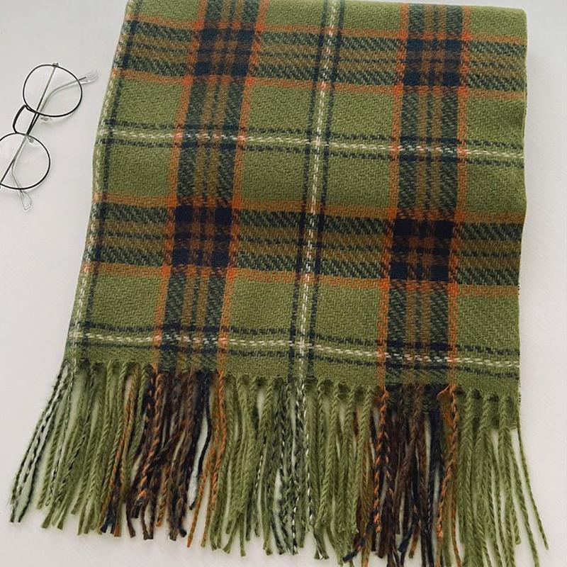 Scarf Women'S Winter Imitation Cashmere Plaid Fashionable And Versatile Warm Student Ins Tassel Shawl