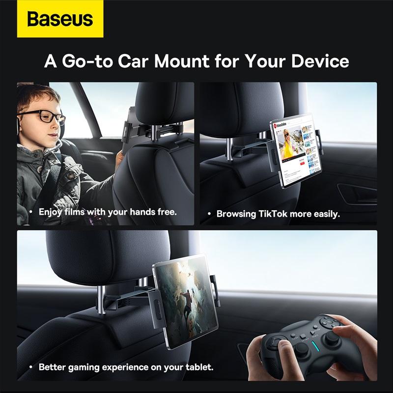 Baseus Car Back Seat Mount Holder for iPad Mobile Phone Tablet Bracket Car Headrest Holder 4.7-12.3 inch Universal Car
