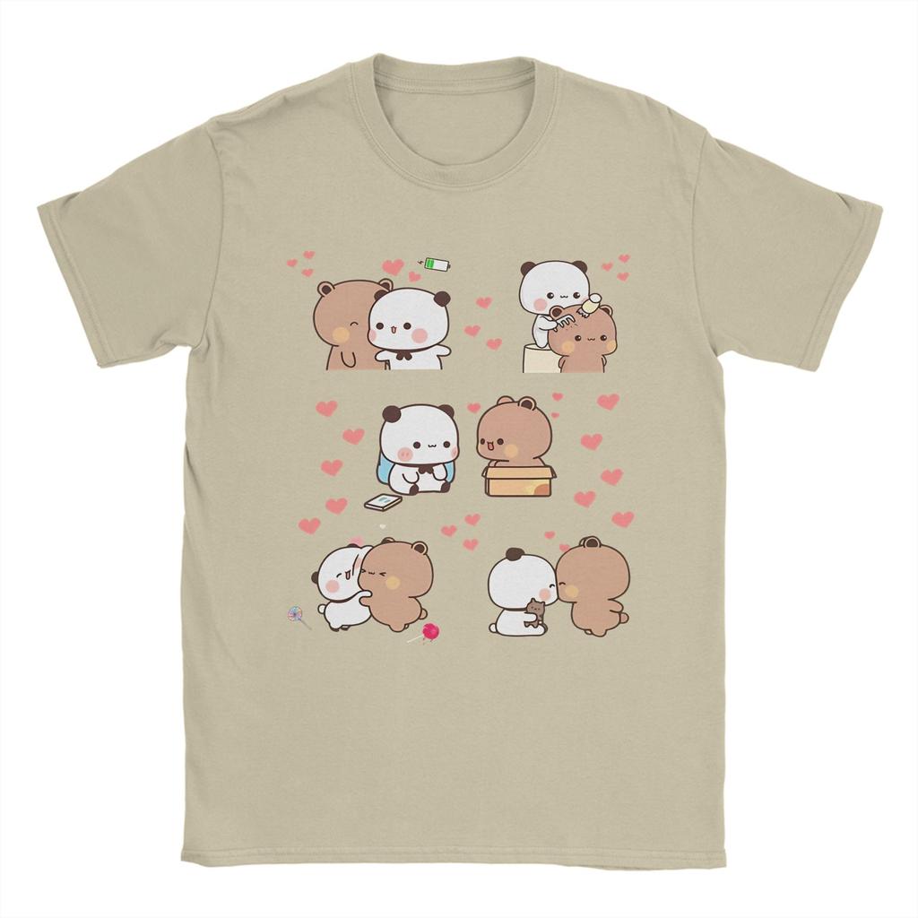Unique Kawaii Bubu Dudu Couple Pandas TShirts Unisex Round Neck 100 Cotton T Shirt Short Sleeve Tee Shirt Unique Tops