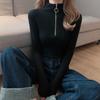 KOSY Knitted Women Zipper Half High Neck Sweater Pullovers Autumn Winter Basic Women Sweaters Slim Solid Knitwear Pull Femme Tops