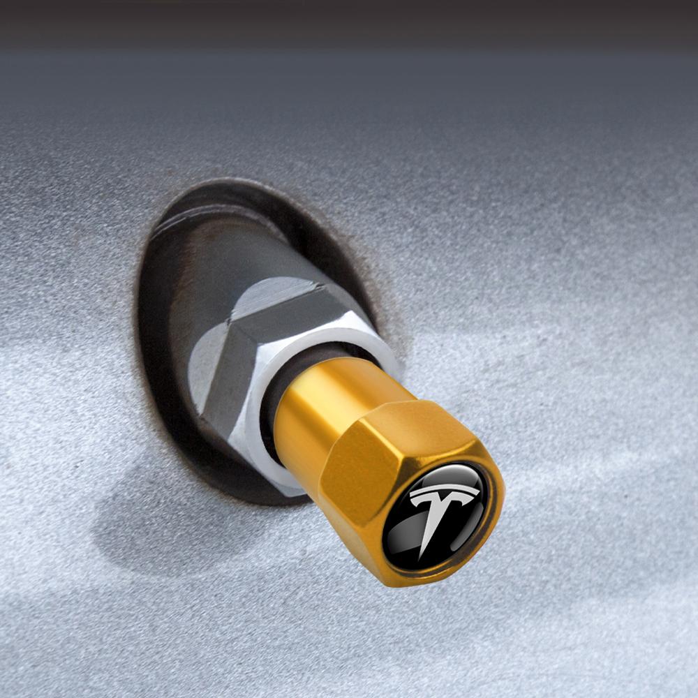 4pcs Car Wheel Tire Valve Caps Stem Case With Logo Auto Styling For Tesla Model 3 Model S Model X Coil Mod K80 Roadster Invader