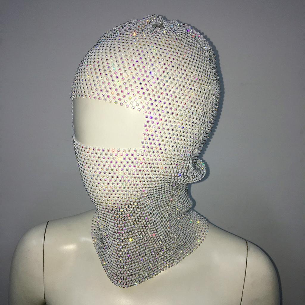 Fashion Bling Rhinestone Face Mask Full Coverage Sun Protection Stylish Face Shield Headgear