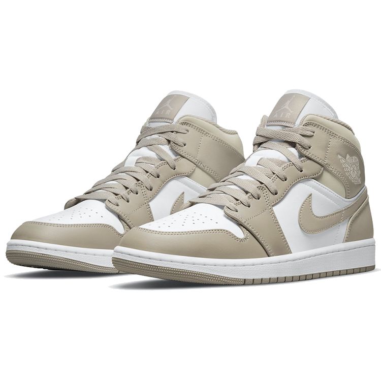 Air Jordan 1 Mid College Grey Men Sneakers Light-Bone White 554724-082