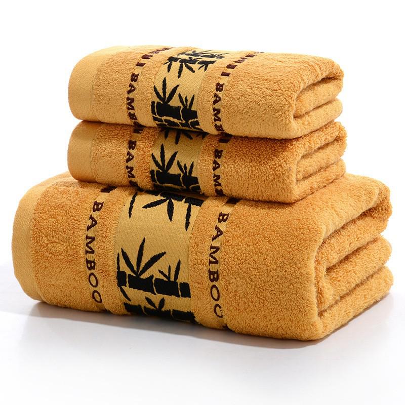 

Absorbent Bamboo Fiber Towel Set – Includes Bamboo Charcoal Bath Towels and Embroidered Logo, 3-Piece Towel 74*34, Bath Towel 140*70 жёлтый