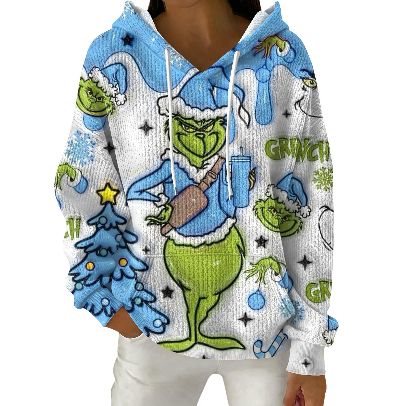 

Женский модный повседневный пуловер с рождественским принтом, толстовка с капюшоном и длинными рукавами M