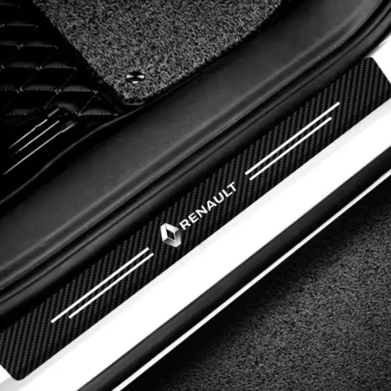 Hub Caps For Renault Megane 2 3 4 Twingo Clio Talisman Captur Kwid 1/4/5Pcs Carbon Fiber Leather Car Door Protection Strip Stick