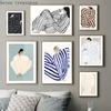 Abstract Woman Artwork Canvas Print Cool Color Vintage Painting Nordic Poster  Line Art Drawing Wall Picture Modern Home Decor