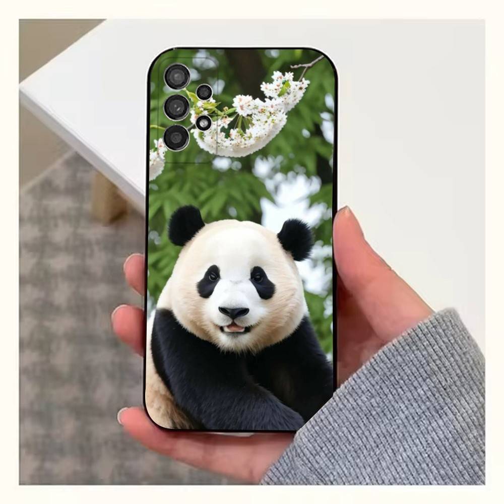 Cute F-Fubao Animal Panda For Samsung S9,S10,S20,S10,S21,S25,S24,S23,Ultra,FE,Plus,Lite,Soft Silicone Black Case