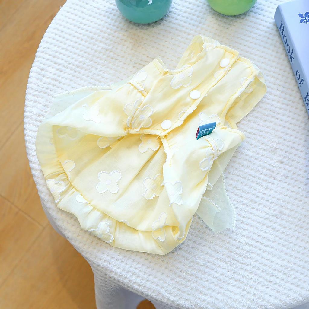Pet Dog Clothes Floral Yellow Diamond Skirt