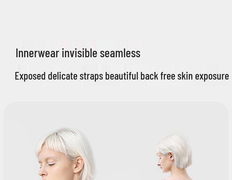 Original Foundation Seamless Bra: Invisible Underwear with Thin Straps, Backless Design, Jelly Strips, Soft Support, and Armpit Fat Collection.
