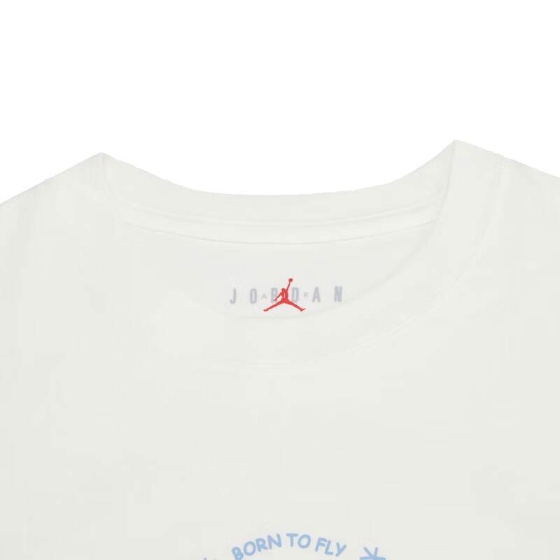 Jordan American Retro Letter Logo And Number Pattern Print Loose Round Neck Short Sleeve Drop Shoulder T-Shirt Women Tops Beige FJ7710-133