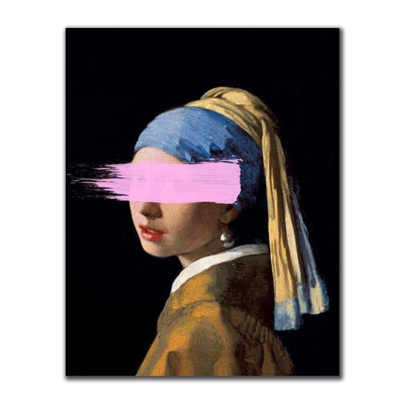 Klasik Sanat Mona Lisa Üfleme Pembe Balonlu Sakız Tuval Resimleri Poster Baskı Duvar Sanatı Resimleri için Oturma oda duvar dekoru Cuadros