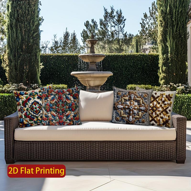 2D Colorful Embroidered Pattern Digital Pillow Covers Pattern Cushion Cover Suitable For Sofa Bedroom Car Pillow Cover