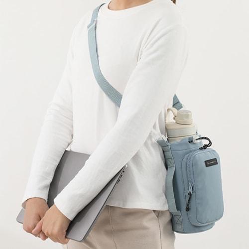 TRIWONDER Water Bottle Holder, Fits 500ml and 1 Liter Bottles, Insulated Water Bottle Case with Shoulder Strap, Smartphone Storage, and Holder (Blue)