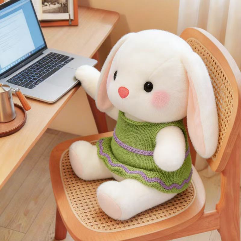 Newest Dressed Rabbit Doll Pillow Kawaii Stuffed Plush Toy Figure Doll Cartoon Anime Cute Kids Birthday Holiday Gift Doll