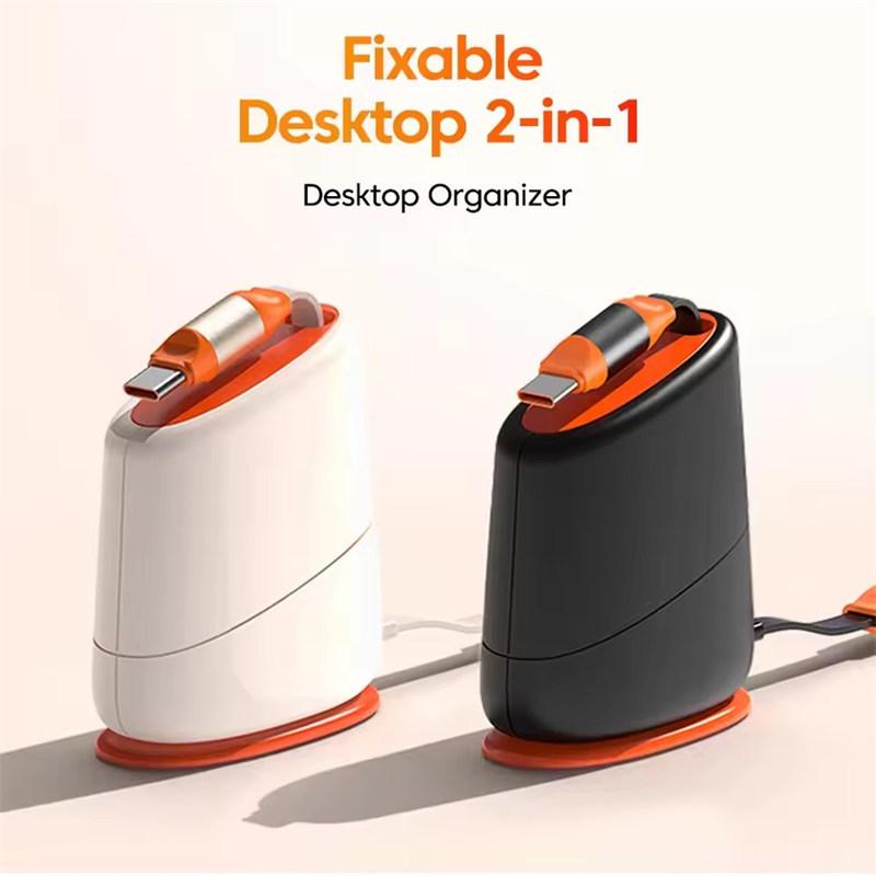 Desktop Fixed 100W Type C to Type C Cable Retractable Fast Charging Data Cord For iPhone17 16 15 iPad 6 Huawei Xiaomi Quick Charge