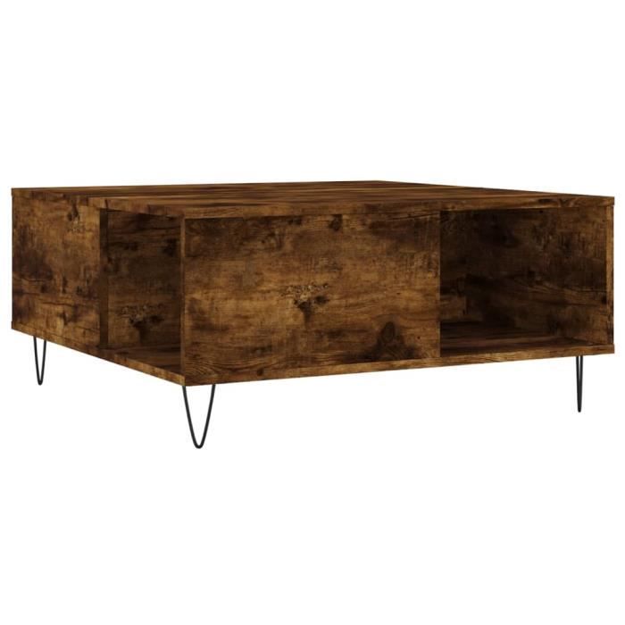 VidaXL Table basse chêne fumé 80x80x36,5 cm bois d'ingénierie 830785