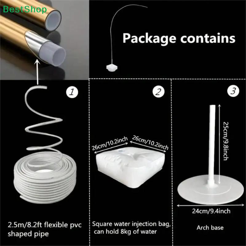 Kit Supporto Arco Palloncini - Supporto Colonna Palloncini Curvo Regolabile con Base Riempibile d'Acqua per Decorazioni Matrimonio & Festa
