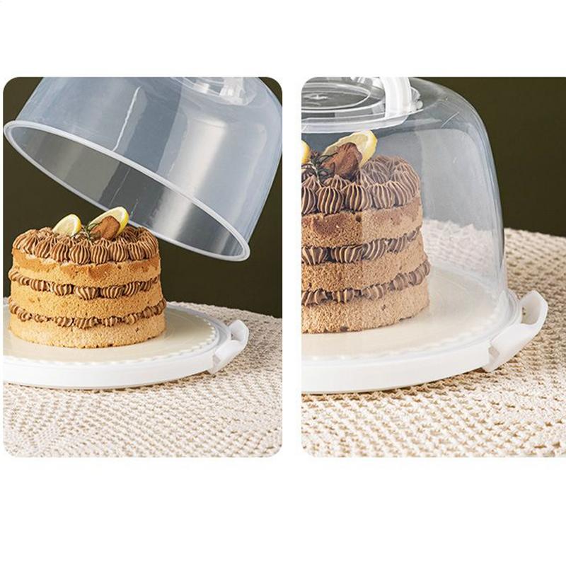 Cake Carrier with Lid and Handle Dustproof Round Cake Cover Portable Cake Box for Doughnuts Camping Desserts Cookies Dishes