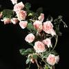 1Pc Autumn Simulation 86.6 Inch Rose Fence Hanging Flower Rattan for Outdoor Yard Patio Garden Home Holiday Party Decoration
