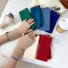 Cute Knitted Warm Half Finger Knitted Gloves Fingerless Solid Color Winter Fingerless Gloves Cashmere Thumb Hole Short Gloves