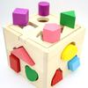 Matching Shape Building Blocks Toy Hollow Wooden Kids Educational Wooden Box